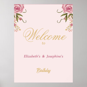 Pastel Roze Dubbele Joint Twin Verjaardag Poster