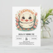 Pastel roze eend verjaardag kaart (Staand voorkant)