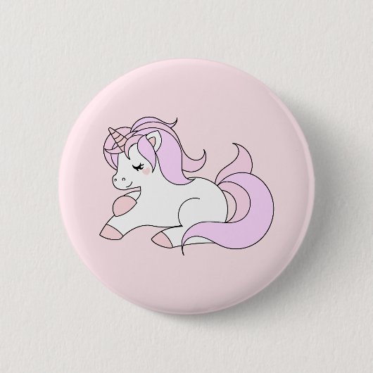 Pastel roze eenhoorn ronde button 5,7 cm (Voorkant)