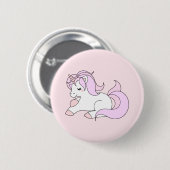 Pastel roze eenhoorn ronde button 5,7 cm (Voorkant /achterkant)