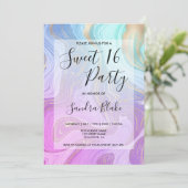 Pastel Roze Eenhoorn Vloeibaar marmer Girly Modern Kaart (Staand voorkant)