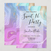 Pastel Roze Eenhoorn Vloeibaar marmer Girly Modern Kaart (Voorkant / Achterkant)