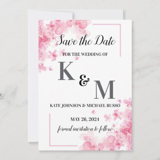 Pastel Roze Eenvoudig Abstract Minimaal Save The Date (Voorkant)