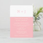 Pastel roze Eenvoudig Elegant Classic Minimal Wedd Kaart (Staand voorkant)