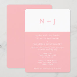 Pastel roze Eenvoudig Elegant Classic Minimal Wedd Kaart