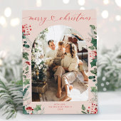 Pastel Roze Eenvoudige Boho Familie Kerst Kaarten