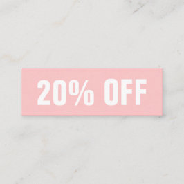 Pastel roze eenvoudige moderne trendy kortingskaar mini visitekaartje