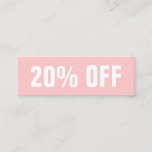Pastel roze eenvoudige moderne trendy kortingskaar mini visitekaartje