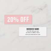 Pastel roze eenvoudige moderne trendy kortingskaar mini visitekaartje (Voorkant / Achterkant)