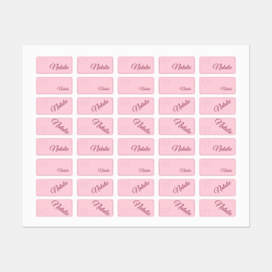 Pastel roze effen kleur gepersonaliseerd labels (Vel)