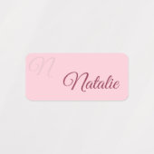 Pastel roze effen kleur gepersonaliseerd labels (Design 1)