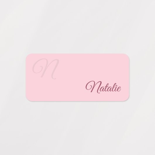 Pastel roze effen kleur gepersonaliseerd labels (Design 2)