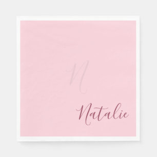 Pastel roze effen kleur - gepersonaliseerde elegan servet