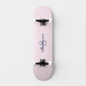  Pastel Roze Elegant Eenvoudig Schattige Monogramm Persoonlijk Skateboard (Voorkant)