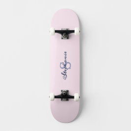  Pastel Roze Elegant Eenvoudig Schattige Monogramm Persoonlijk Skateboard