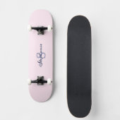  Pastel Roze Elegant Eenvoudig Schattige Monogramm Persoonlijk Skateboard (Voorkant)