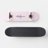  Pastel Roze Elegant Eenvoudig Schattige Monogramm Persoonlijk Skateboard (Horizontaal)