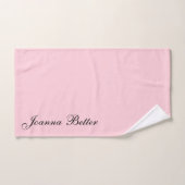Pastel Roze Elegant Handgeschreven Naam Handtekeni Bad Handdoek (Handdoek)