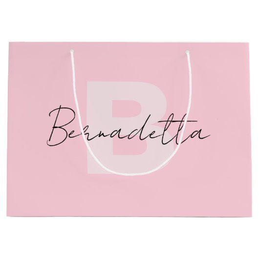 Pastel Roze | Elegant handgeschreven naamscript Groot Cadeauzakje (Voorkant)