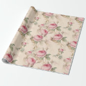  Pastel Roze Elegant Rozen Floral Cadeaupapier (Uitgerold)