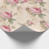  Pastel Roze Elegant Rozen Floral Cadeaupapier (Hoek)