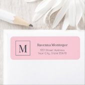 Pastel Roze Elegante Gepersonaliseerde Monogramnaa Etiket (Insitu)
