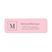 Pastel Roze Elegante Gepersonaliseerde Monogramnaa Etiket (Voorkant)