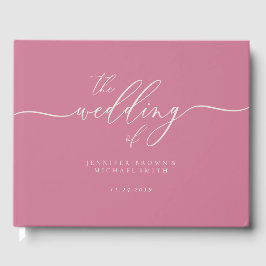 Pastel Roze Elegante Trouwcalligrafie Gastenboek