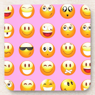 pastel roze emoji bier onderzetter