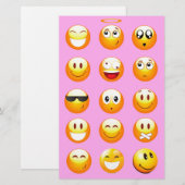 pastel roze emoji briefpapier (Voorkant / Achterkant)