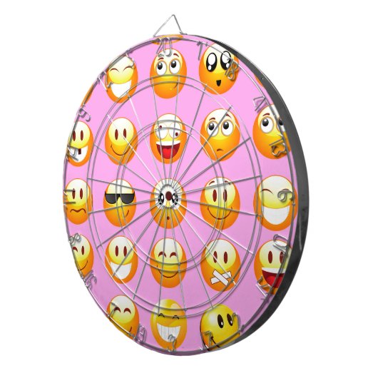 pastel roze emoji dartbord (Voorkant Rechts)