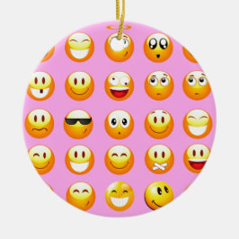 pastel roze emoji keramisch ornament