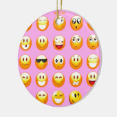 pastel roze emoji keramisch ornament (Links)