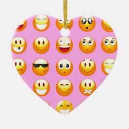 pastel roze emoji keramisch ornament
