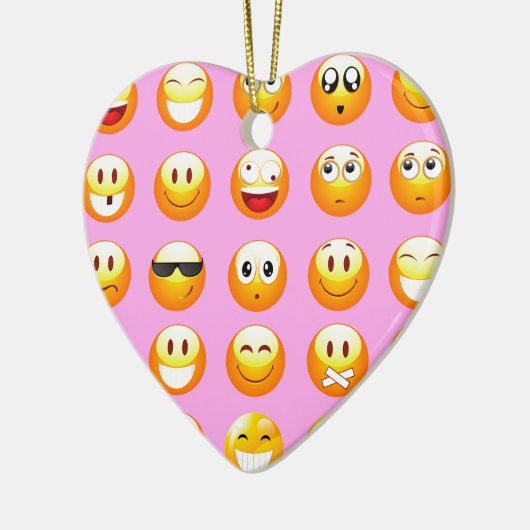 pastel roze emoji keramisch ornament (Links)