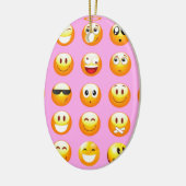 pastel roze emoji keramisch ornament (Links)