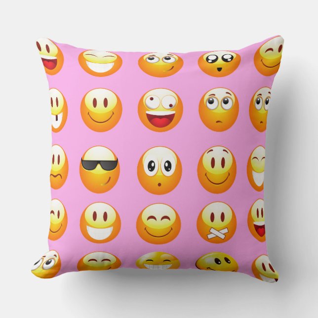 pastel roze emoji kussen (Voorkant)