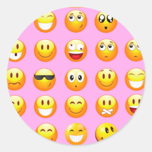 pastel roze emoji ronde sticker
