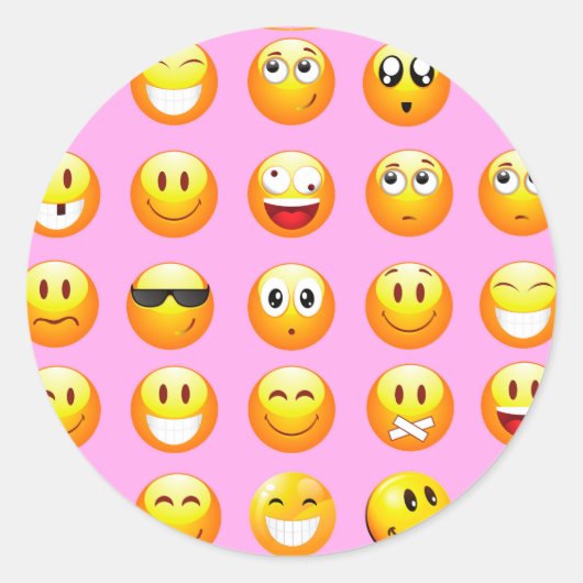 pastel roze emoji ronde sticker (Voorkant)
