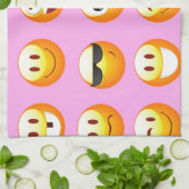 pastel roze emoji theedoek (Gevouwen)