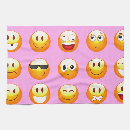 pastel roze emoji theedoek (Horizontaal)