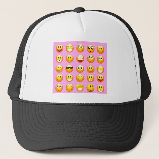 pastel roze emoji trucker pet (Voorkant)