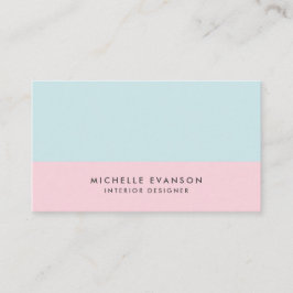 Pastel Roze en Aqua Blue Colorblock Minimalist Visitekaartje