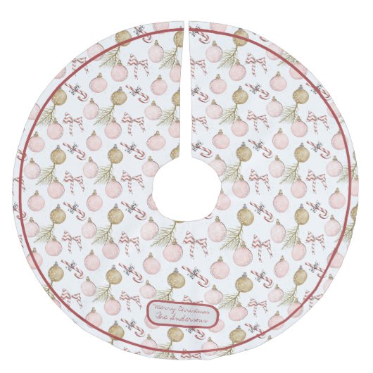 Pastel Roze en Berk Vrolijk Kerstfeest Kerstboom Rok (Voorkant)