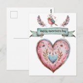 Pastel roze en blauw hart briefkaart (Voorkant / Achterkant)