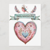 Pastel roze en blauw hart briefkaart (Voorkant)