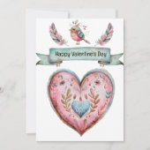 Pastel roze en blauw hart feestdagenkaart (Voorkant)