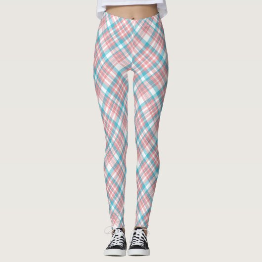 Pastel Roze en Blauw Speld Leggings (Voorkant)