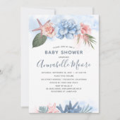 Pastel Roze en Blauw Strand Baby shower Kaart (Voorkant)