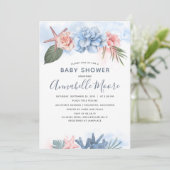 Pastel Roze en Blauw Strand Baby shower Kaart (Staand voorkant)